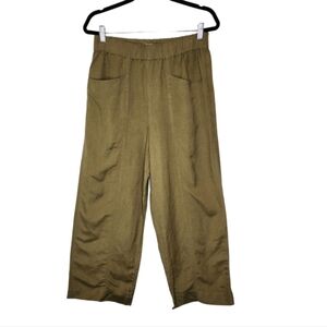 Madewell Green Linen Blend Pull On Wide Leg Pants Size M